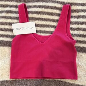 Athleta Fuchsia Ribbed V-Neck Tank